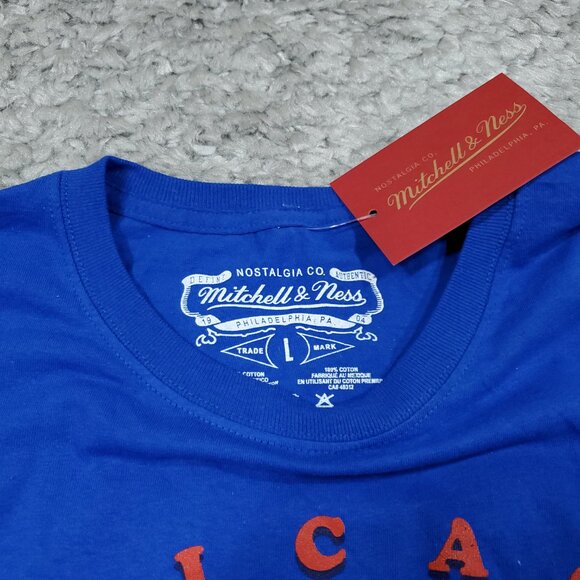 Chicago Cubs Mitchell & Ness Cooperstown Collection Blue Logo T-Shirt Large - Picture 6 of 6